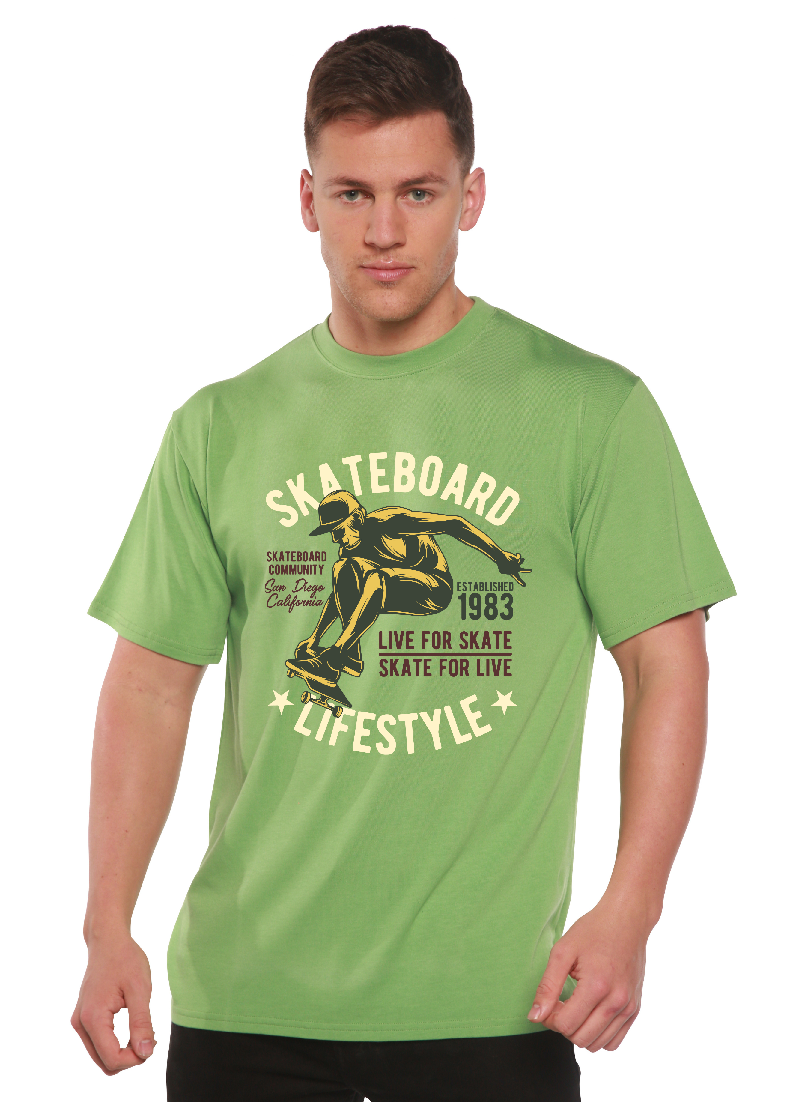Skateboard Lifestyle Men's Bamboo Viscose/Organic Cotton Short Sleeve Graphic T-Shirt