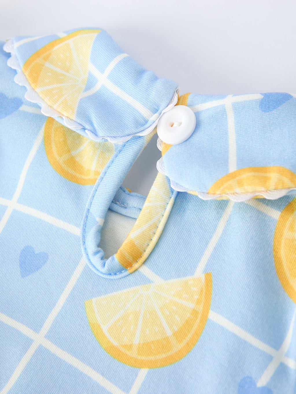 Summer Lemon Print Girls Puff Sleeve Bloomer Set