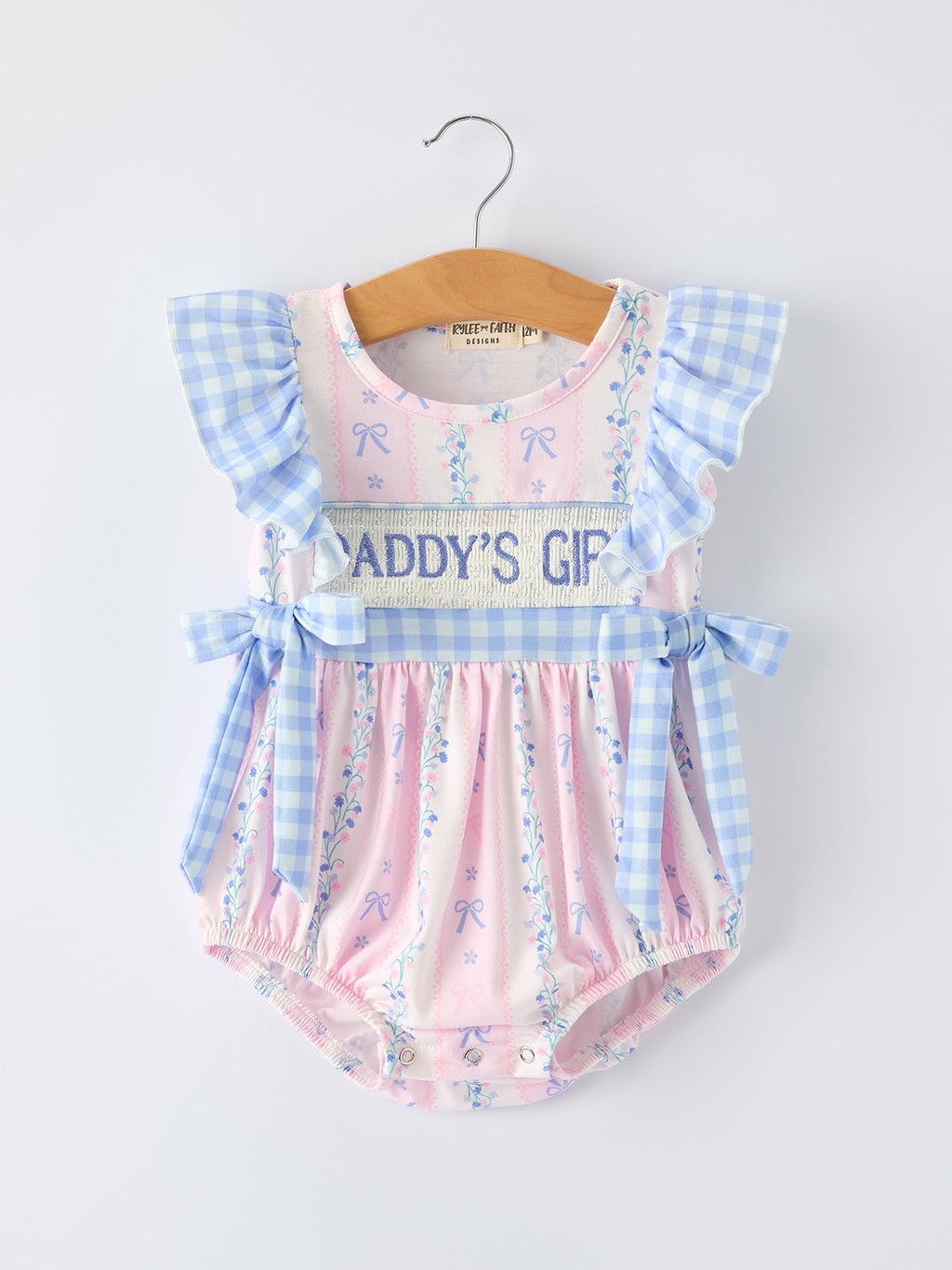 “DADDY'S GIRL” Smocked Plaid Baby Girls Romper
