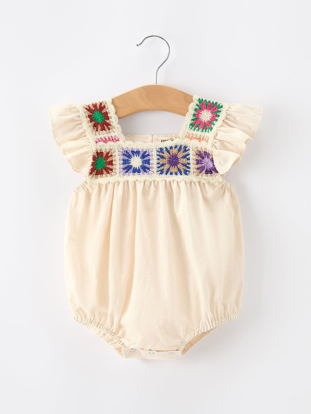 Summer Crochet Square Baby Ruffle Romper