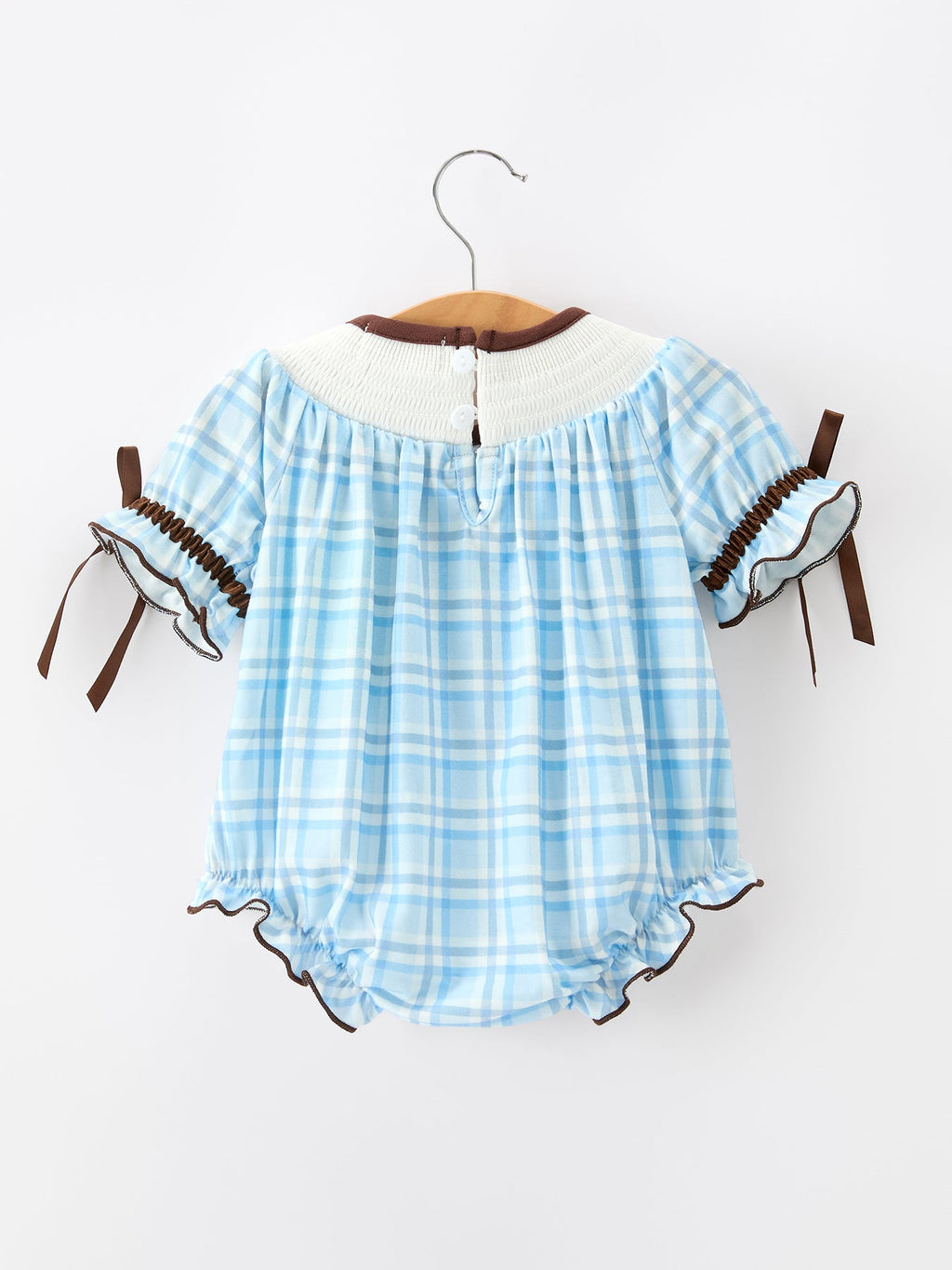 Bear Smocked Plaid Baby Bubble