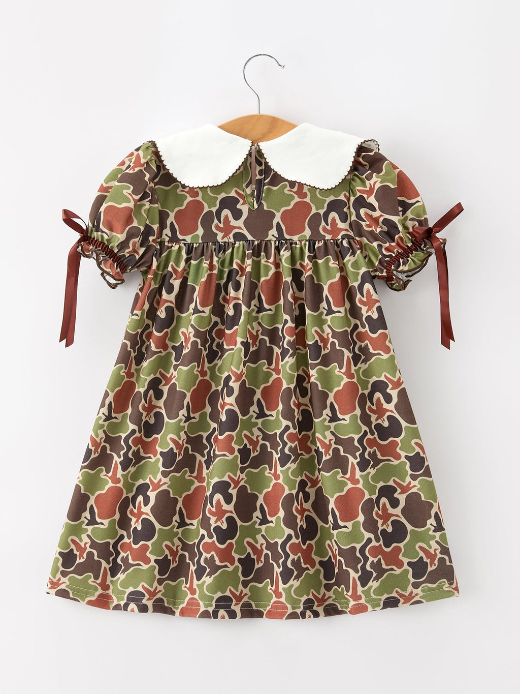 Duck Camo Embroidered Duck Girl Dress Short Sleeves