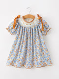 Fall Floral Smocked Girls Dress
