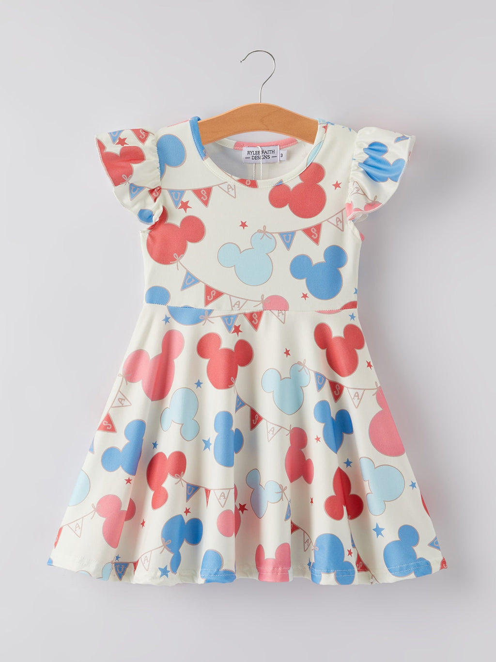 4th of july Cartoon Flag Print Girls Dress