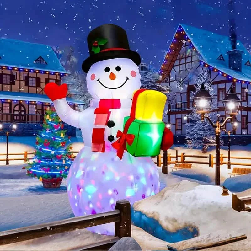 5FT Rotating Christmas Inflatable Snowman Decoration with 360° Colorful LED Lights