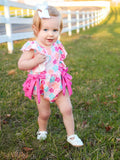 Colorful Floral Ruffle Baby Girls Romper