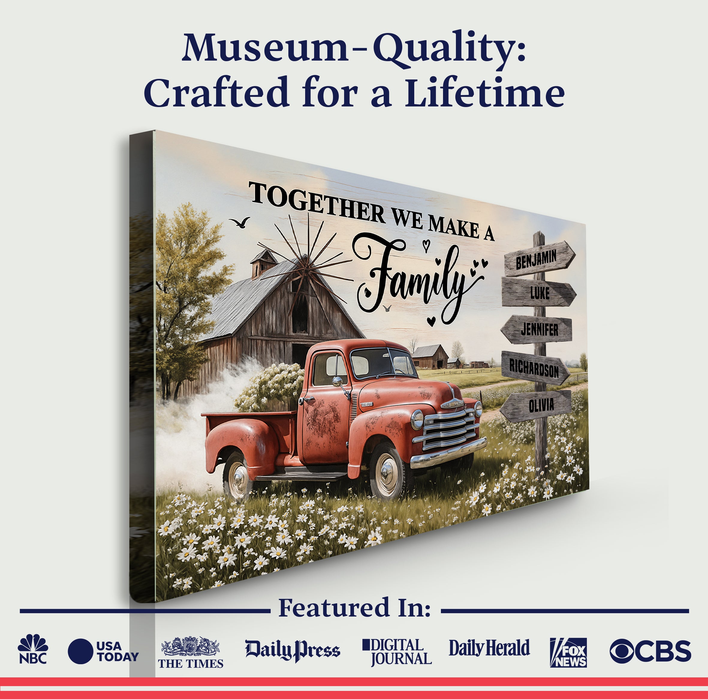 Personalized Family Farmhouse Old Truck Wall Art