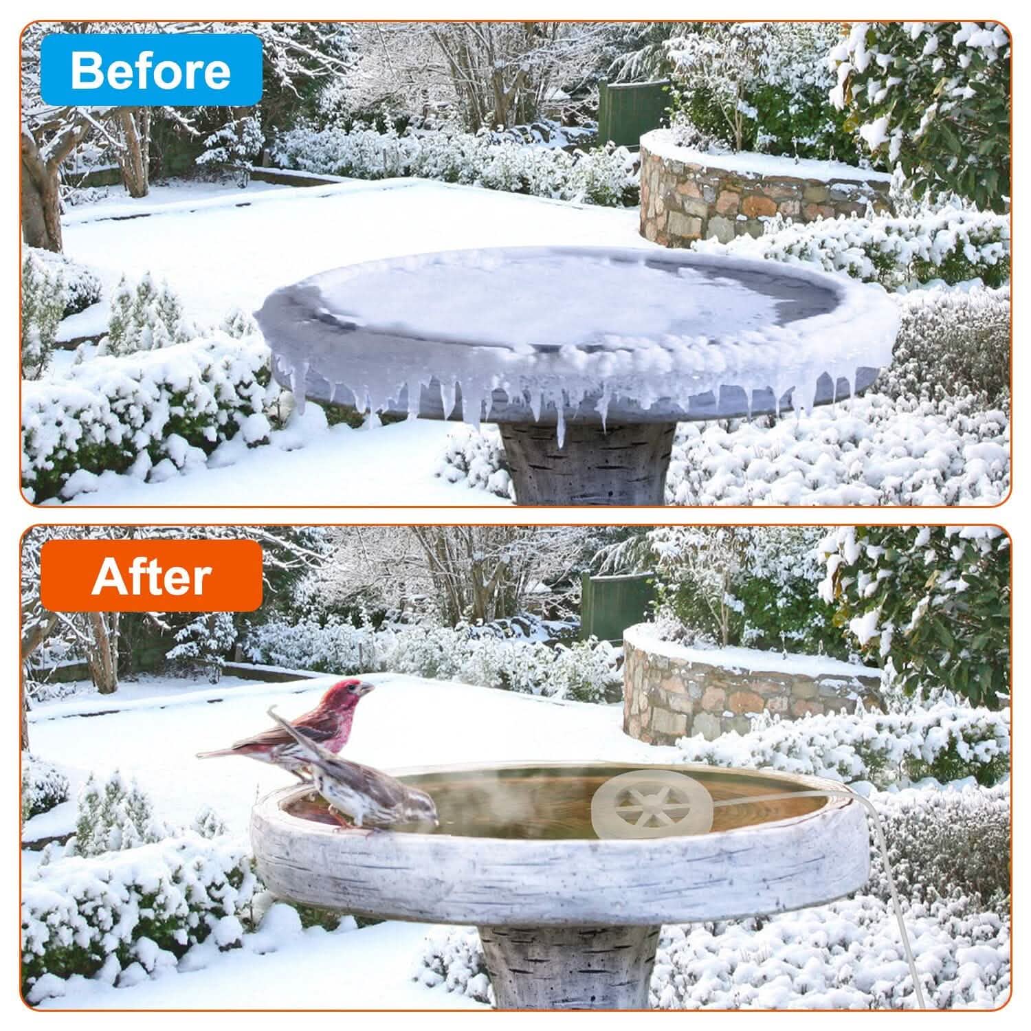 70W Bird Bath Deicer Aluminum Alloy Water Heater with Thermostat Auto Shutdown