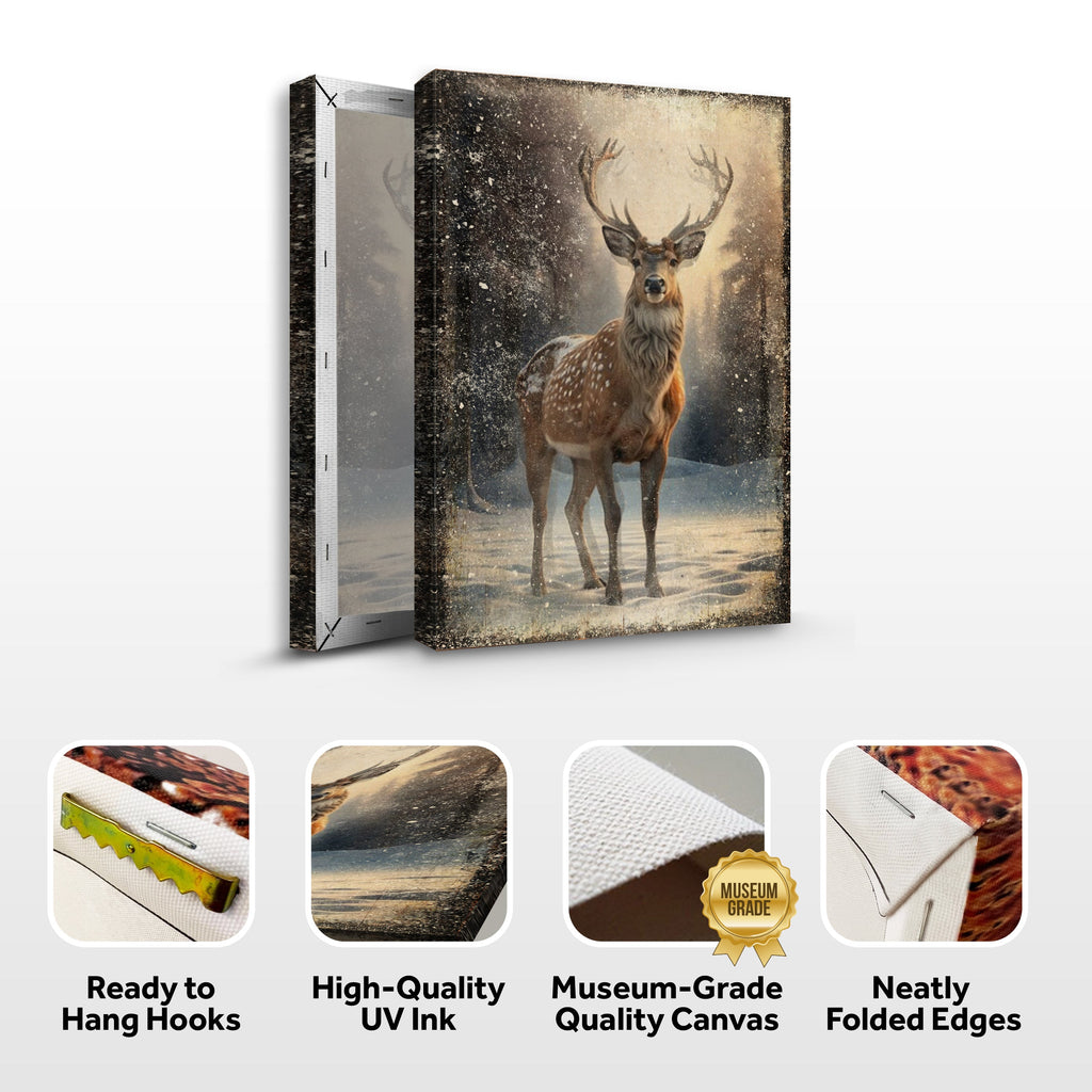 Vintage Winter Deer Christmas Wall Art IV