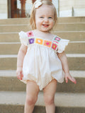Summer Crochet Square Baby Ruffle Romper