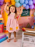 Girls Back To School Pencil Twirl Dress Bow Applique Smocked