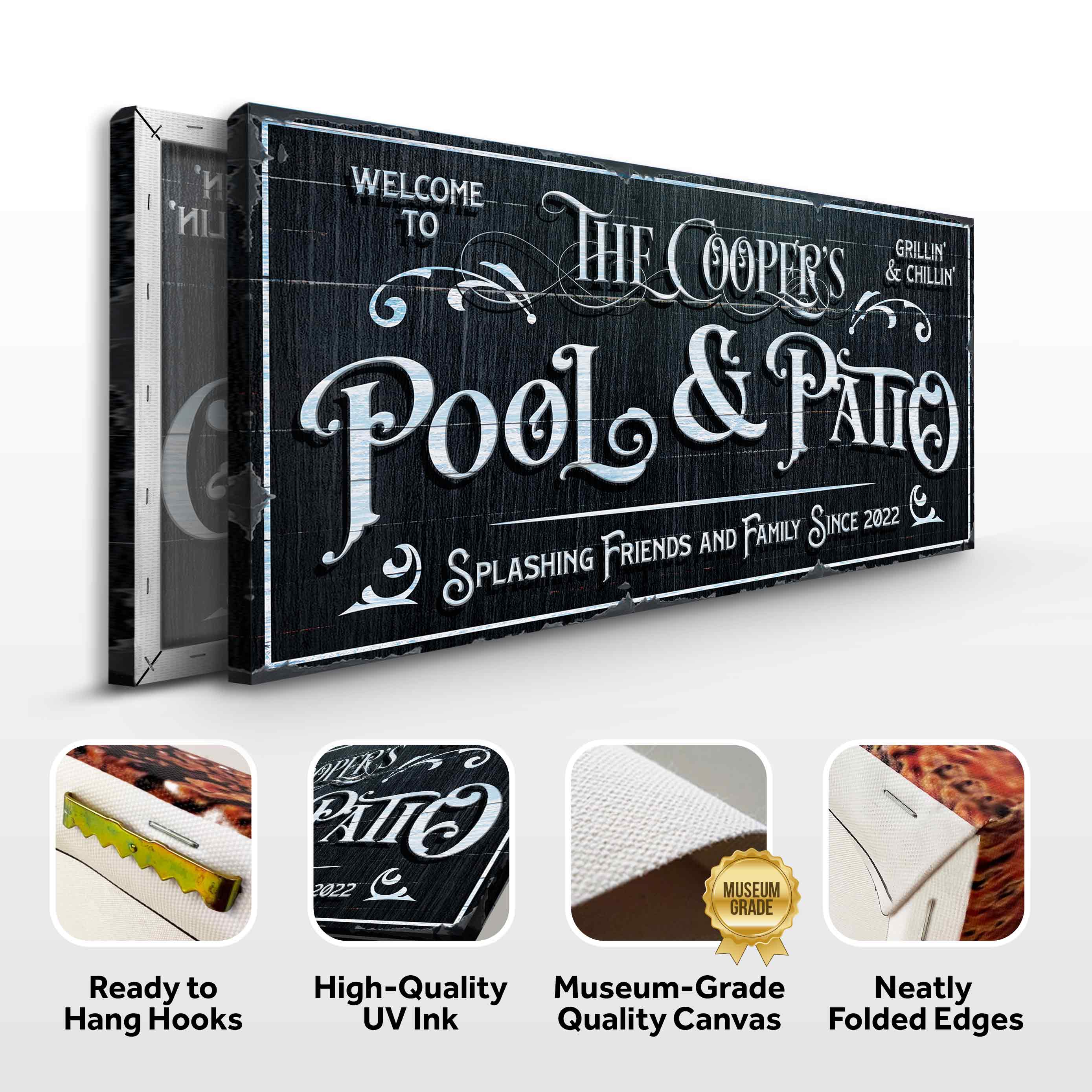 Personalized Pool Sign Black and White