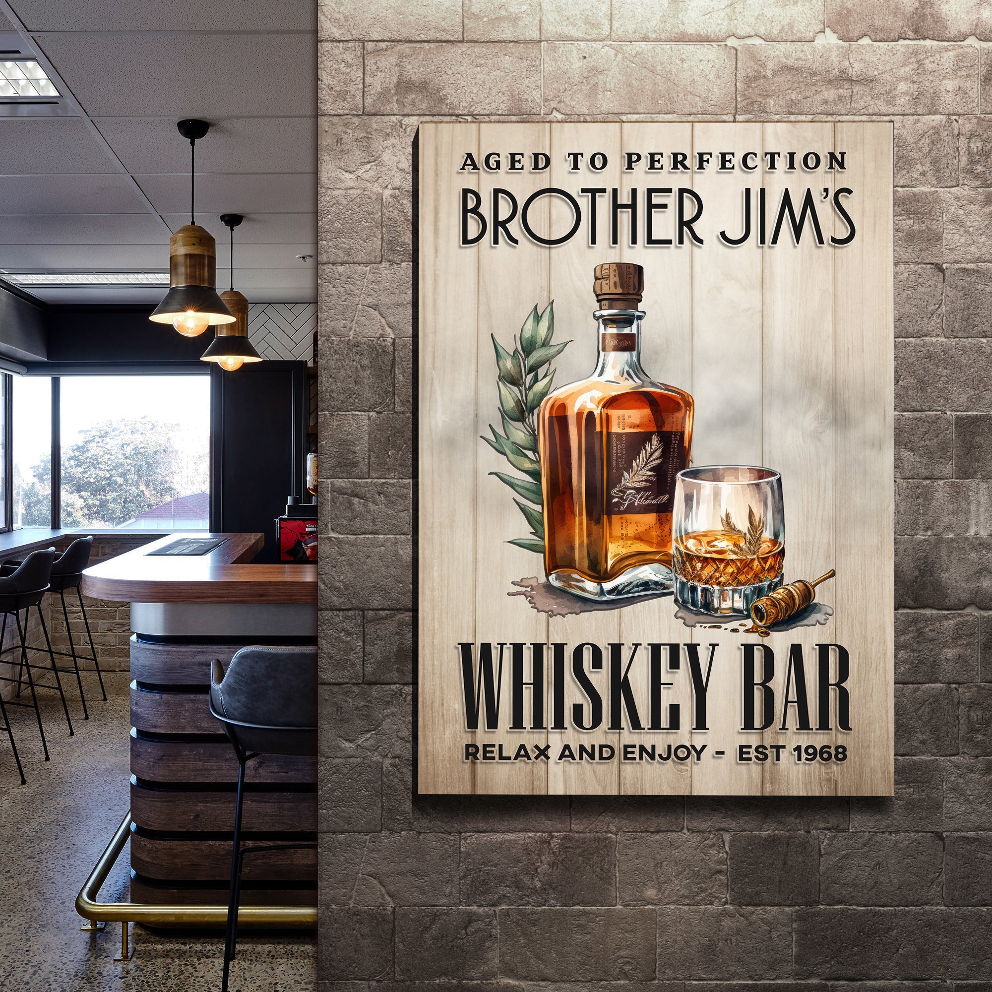 Aged To Perfection Whiskey Bar Sign