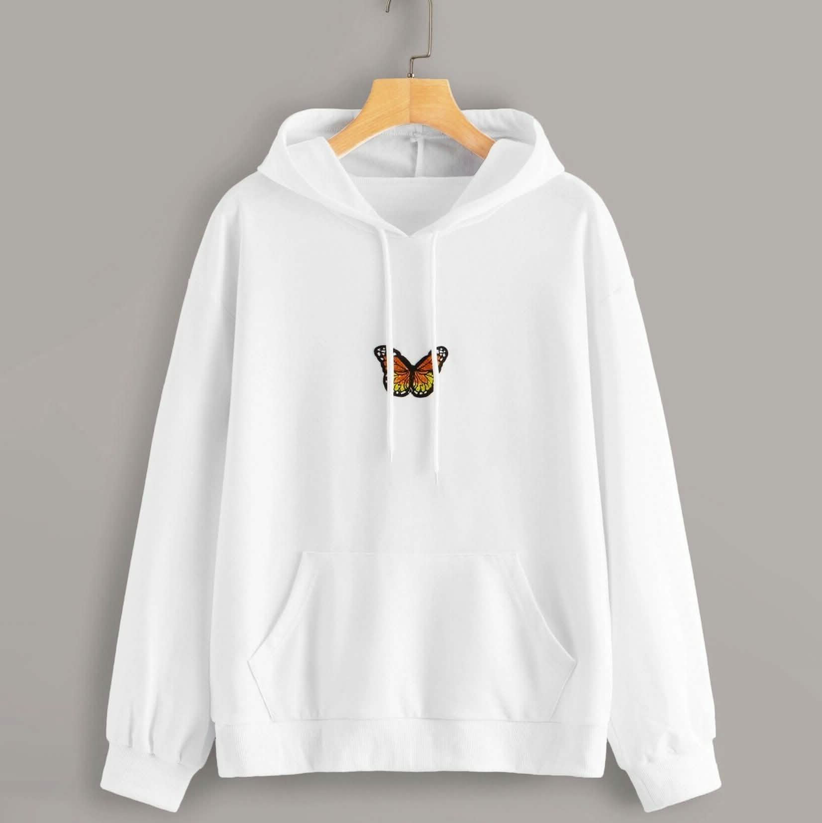 Butterfly Graphic Drawstring Hoodie