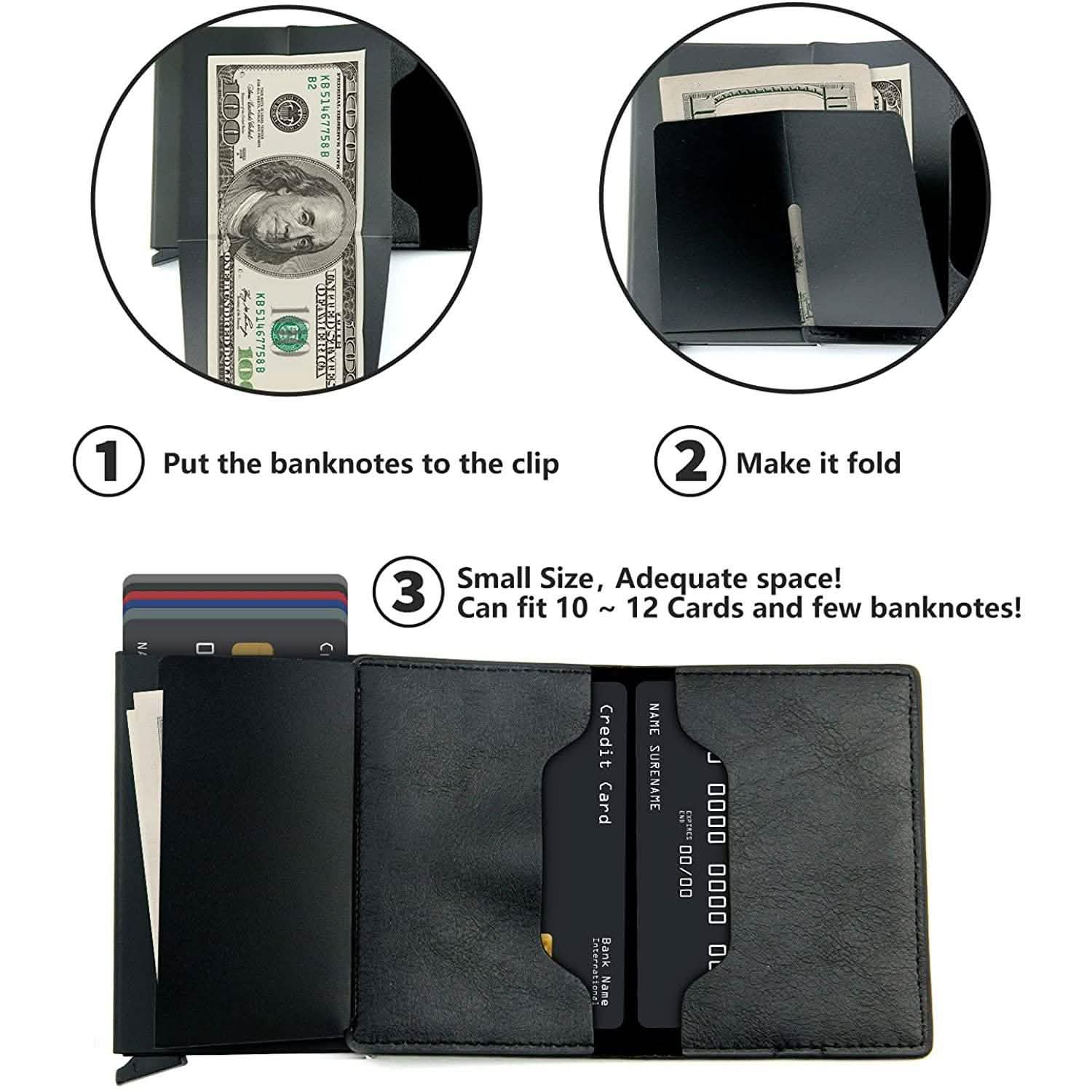 Credit Card Holder RFID Blocking Genuine Leather Vintage Aluminum Business Wallet