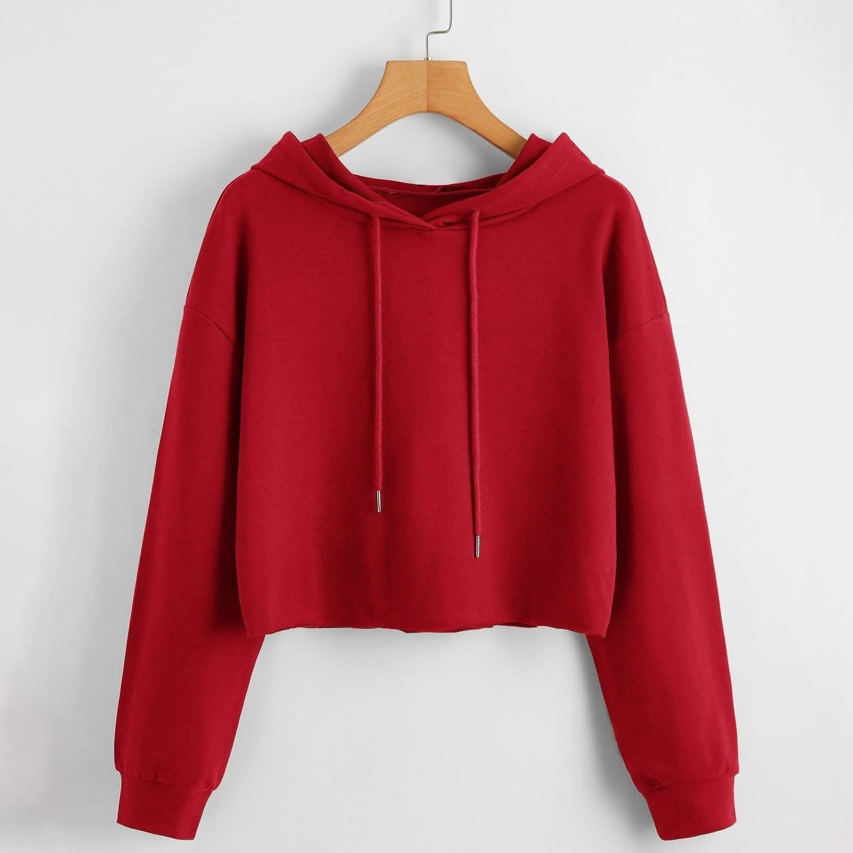 Drop Shoulder Crop Hoodie