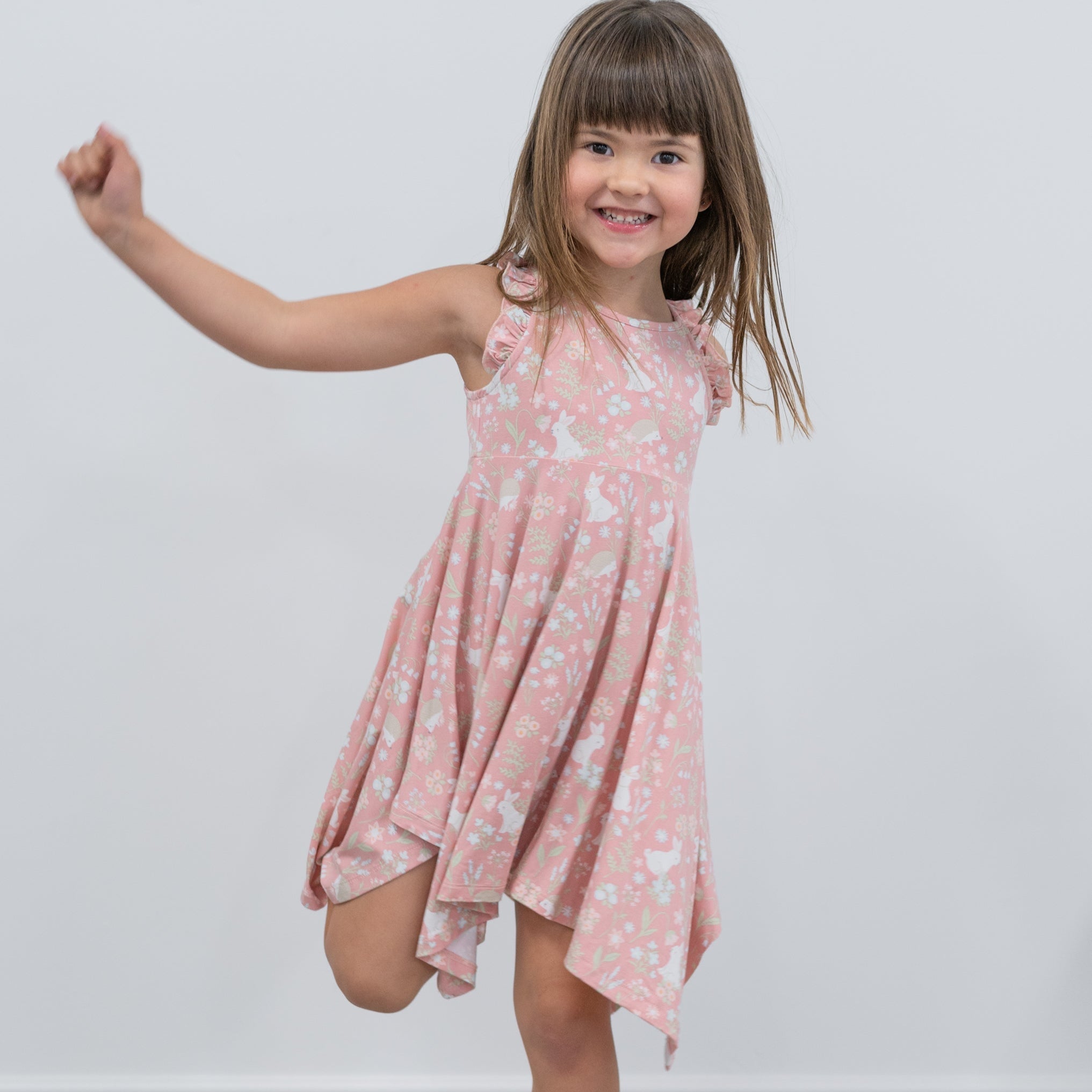 Pink Bunny Floral Emma's Racerback Dress
