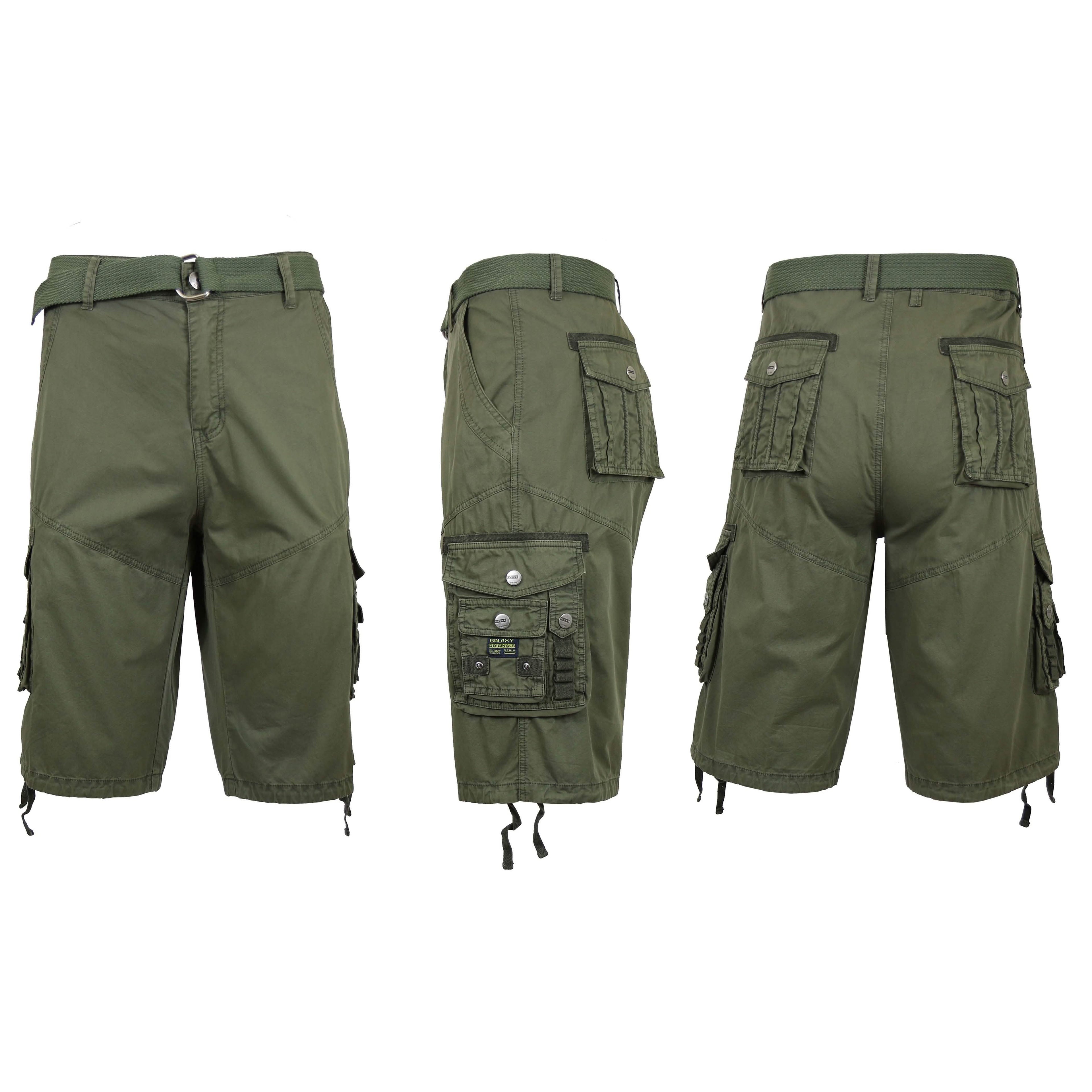 Men's Distressed Vintage Belted Cargo Utility Shorts